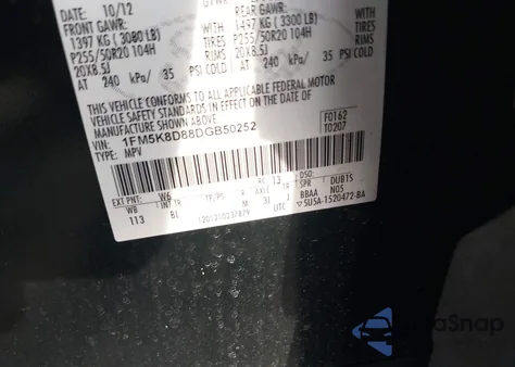 2013 Ford Explorer Xlt z USA, uszkodzony, nr VIN 1FM5K8D88DGB50252